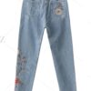 Retro Floral Embroidered Jeans - Image 3