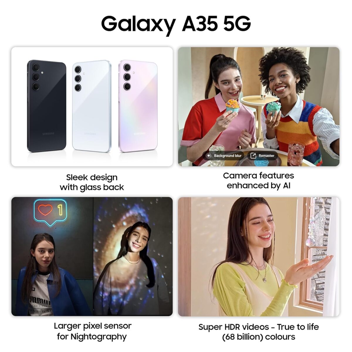 Samsung Galaxy A35 5G (Awesome Iceblue, 8GB RAM, 128GB Storage) | Premium Glass Back | 50 MP Main Camera (OIS) | Nightography | IP67 | Corning Gorilla Glass Victus+ | sAMOLED with Vision Booster - Image 3