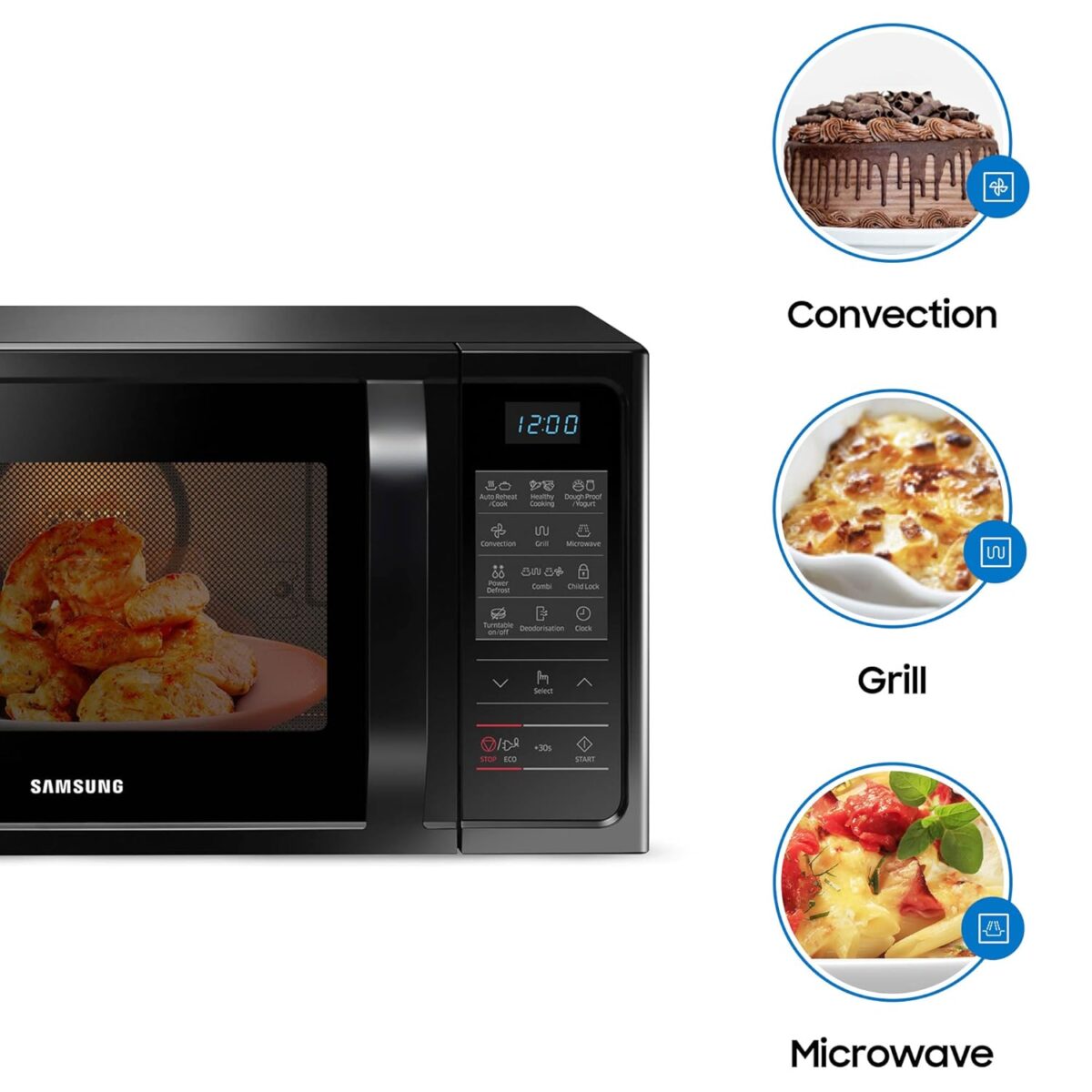 Samsung 28 L, Convection Microwave Oven with Curd Making(MC28A5013AK/TL, Black, ceramic enamel cavity, 10 Yr warranty) - Image 6