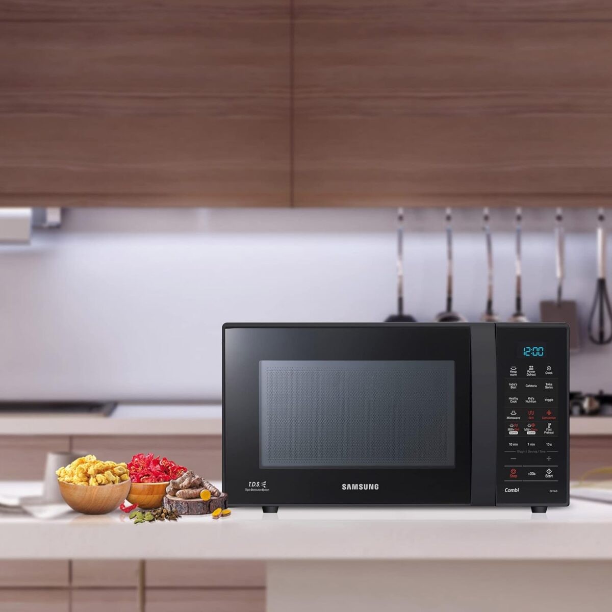 Samsung 21 L, Convection Microwave Oven (CE73JD-B1/XTL, Black, Various Cooking Modes, Pre heat, Eco Mode, Power Defrost, Auto Cook, Wire Rack, Ceramic Enamel Cavity with 10 year warranty) - Image 3