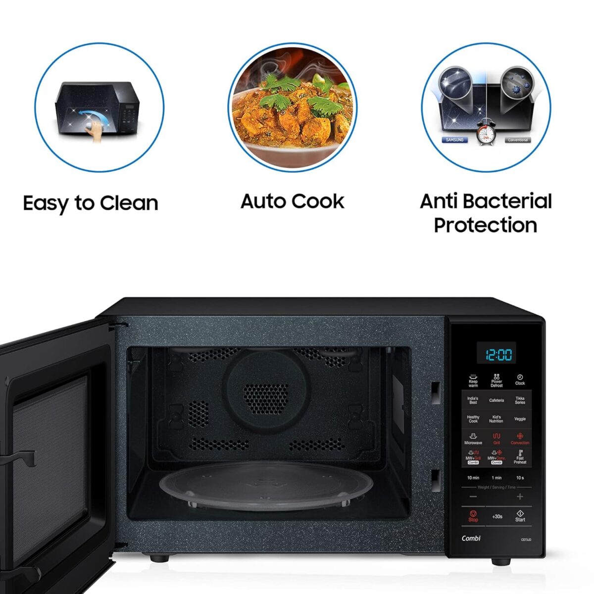 Samsung 21 L, Convection Microwave Oven (CE73JD-B1/XTL, Black, Various Cooking Modes, Pre heat, Eco Mode, Power Defrost, Auto Cook, Wire Rack, Ceramic Enamel Cavity with 10 year warranty) - Image 5